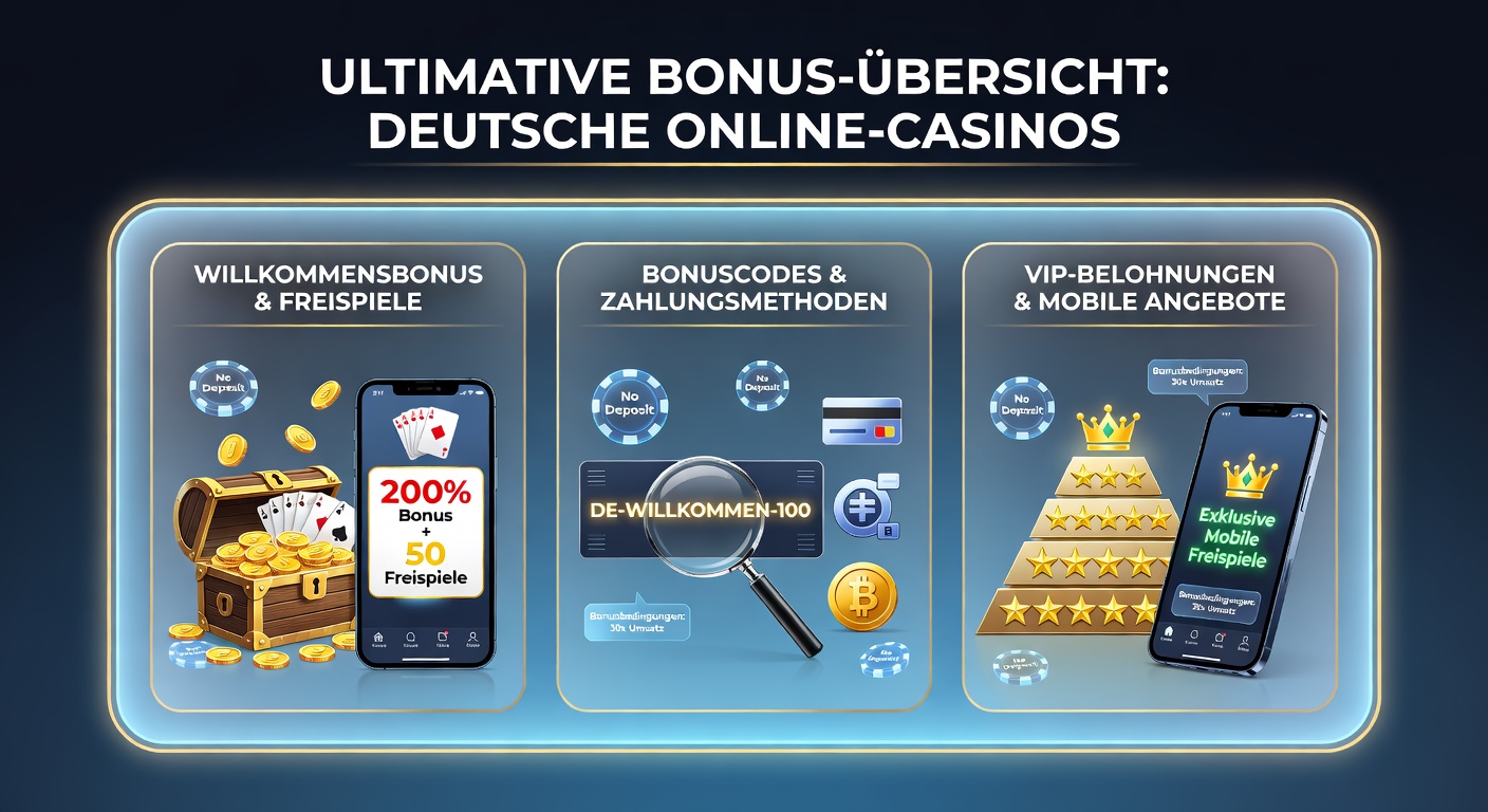 Grafik zeigt bunte Casino-Boni mit Free Spins und VIP-Stufen in einem modernen deutschen Online-Casino-Design