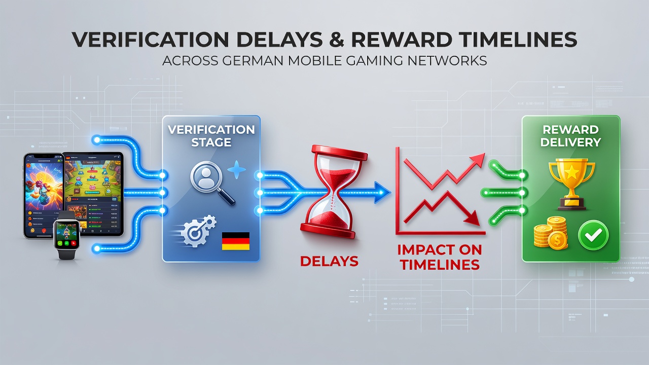 Darstellung von Verifizierungsprozessen in mobilen Gaming-Netzwerken mit Fokus auf Zeitabläufe und Datenströme